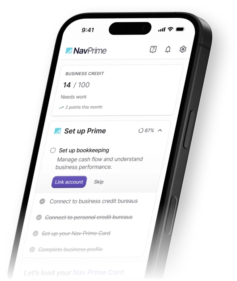 Nav Prime mobile app preview on an iphone