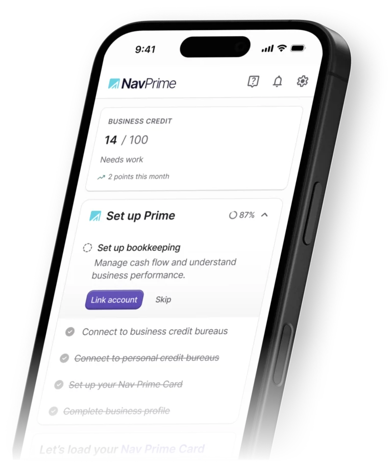 Nav Prime mobile app preview on an iphone